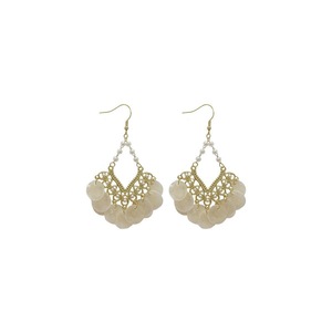 Shell Tassel Earrings Court Style Geometric Scalloped Design Fashion Jewelry