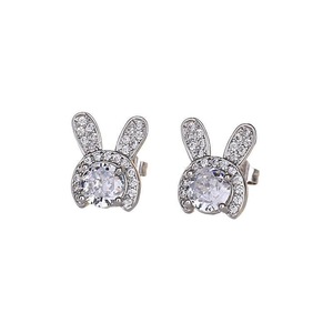 Silver Crystal Rabbit Ear Drop Dangle Earrings Women Fashion Jewelry Girl Gift