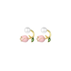 Simple Tulip Pearl Earrings Elegant Women Jewelry Fashion Trendy Stud Earrings