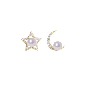 Star and Moon Asymmetric Stud Earrings Fashion Jewelry for Women Accessories