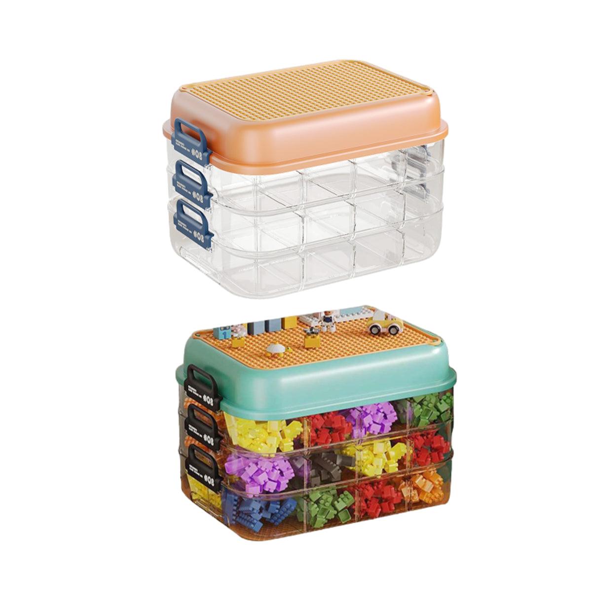 Buy 3-Layer Stackable Storage Box for Building Blocks Toy Organizer ...