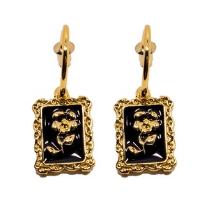 Vintage Black Flower Stud Earrings Elegant Design for Women Fashion Jewelry Gift