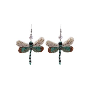 Vintage Dragonfly Earrings Ethnic Fabric Dangle Jewelry for Women Fashion