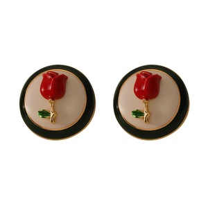 Vintage Rose Flower Stud Earrings for Women Elegant Floral Earrings Jewelry Gift