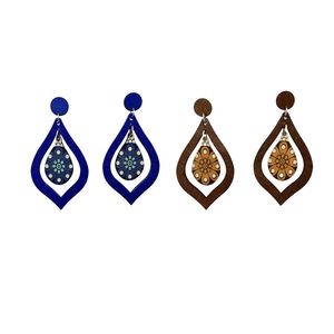 Vintage Wooden Drop Earrings Long Style Boho Chic Jewelry for Women Gift Idea