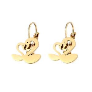 Women Stainless Steel Swan Earrings Bird Animal Dangle Charm Swans Gift Jewelry