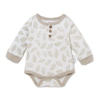 Aster and Oak Leaf Henley Onesie