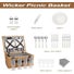 Buy 4 Person Picnic Basket, Large Willow Hamper Set with Large ...