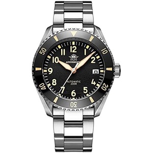 ADDIESDIVE Diver Watch Automatic Steel 200M Waterproof Black Textured Dial Luminous Sapphire Glass, Diver,Mechanical,Automatic Watch