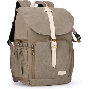 BAGSMART Camera Backpack, Anti-Theft DSLR SLR Camera Bag Water Resistant Canvas Backpack Fit up to 15" Laptop with Rain Cover, Tripod Holder for Women and Men, Light Olive Green