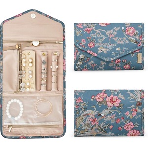 BAGSMART Travel Jewellery Organiser Roll Foldable Jewelry Case for Journey-Rings, Necklaces, Bracelets, Earrings, Flower Bird