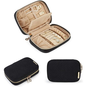 BAGSMART Travel Jewelry Organizer Case Small Jewelry Roll for Journey-Rings, Necklaces, Earrings, Bracelets, Black