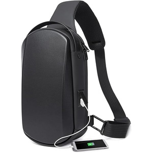 BANGE Sling Bag Waterproof Hiking Travel Shoulder Bag,Safe Protect Hard Shell Crossbody Bag Backpack, Black, Durable