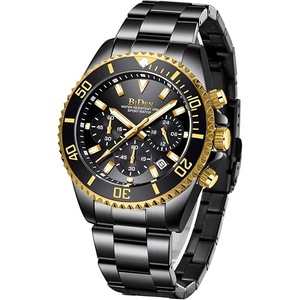 BIDEN Mens Watches Chronograph Stainless Steel Waterproof Date Analog Quartz Watch Business Wrist Watches for Men
