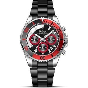 BIDEN Mens Watches Chronograph Stainless Steel Waterproof Date Analog Quartz Watch Business Wrist Watches for Men