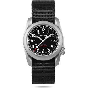 BODERRY Men's Watch Titanium Automatic Field Watch 40mm Military Watch Day Date Function 100M Waterproof with Nylon Strap Japanese Mechanical Movement & Screw Down CrownVoyager
