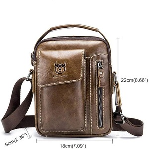 BULLCAPTAIN Genuine Leather Sling Bag Men Bags Small Shoulder Crossbody Bag for Men Everyday Casual Travel Messenger Bag Handbag