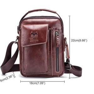 Chest Bag Men Genuine Leather Chest Bag, BULLCAPTAIN Crossbody Shoulder Bag Sling Bags Backpack Messenger Bag Daypack For Business Casual Sport Hiking Travel Dark Brown
