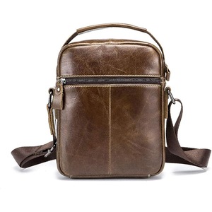 Chest Bag Men Genuine Leather Chest Bag, BULLCAPTAIN Crossbody Shoulder Bag Sling Bags Backpack Messenger Bag Daypack For Business Casual Sport Hiking Travel Brown