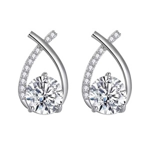 Cross Earrings for Women Korean Style Elegant Crystal Jewelry Fishtail Ear Rings Fashion Lady Gift
