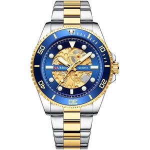 CURREN 8412 Wrist Watch Men's Quartz Sports Brand Luxury Business Waterproof Stainless Steel (TETON BLUE)