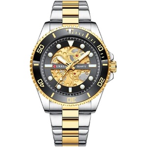 CURREN 8412 Wrist Watch Men's Quartz Sports Brand Luxury Business Waterproof Stainless Steel (TETON GOLD)