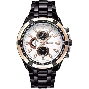 Curren Men Watch Luxury Military Black Case Stainless Steel Waterproof Analog Quartz Watches