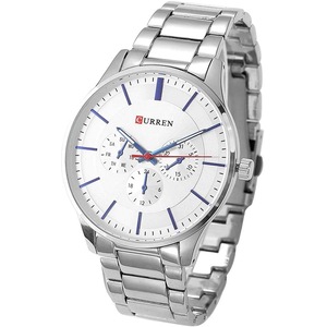 CURREN Men Waterproof Watch Casual Analog-Digital Alloy Band Watches (White)