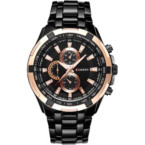 CURREN Mens Watches,CURREN Watches Quartz Analog Calendar,Wrist Watch for Men, Fashion Waterproof Stainless Steel Band-Black GREEN