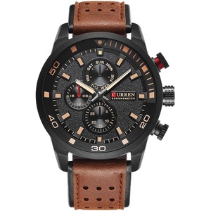 CURREN Original Brand Men's Sports Waterproof Leather Strap Wrist Watch 8250 Brown Black