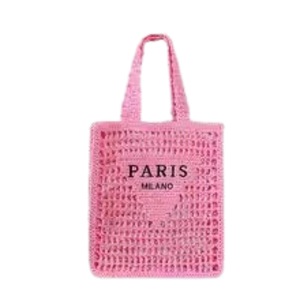 Hollow Straw Shoulder Bags for Women Letter Weave Lady Handbag Casual Handmade Beach Bag Large Tote Fashion Designer Summer