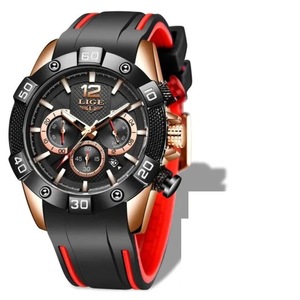 LIGE Watch Men Sport Quartz Wristwatch Chronograph Military Mens Watches Luminous Date Clock Watch for Men Relogio Masculino+Box (Black)