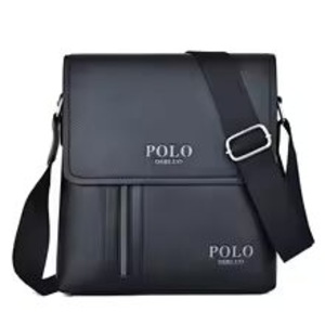 Men Business Black Shoulder Crossbody Bag PU Leather Handbag Capacity Retro Messenger Bag