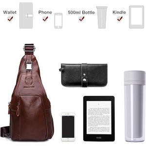 Men Genuine Leather Chest Bag, Crossbody Shoulder Bag Sling Bags Backpack Messenger Bag Daypack For Business Casual Sport Hiking Travel Brown
