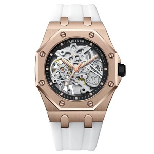 Men's Classic Skeleton Watch Waterproof Wristwatch Luminous Hands Automatic Mechanical Watches Rubber Strap