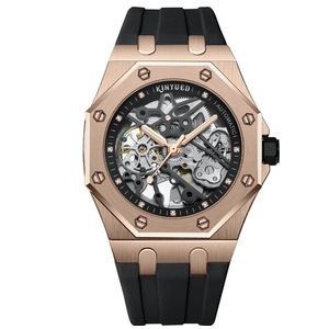 Men's Classic Skeleton Watch Waterproof Wristwatch Luminous Hands Automatic Mechanical Watches Rubber Strap