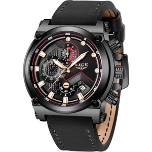 Mens Watches Waterproof Business Dress Analog Quartz Watch Men Luxury Brand LIGE Date Sport Brown Leather Clock