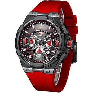MF MINI FOCUS Mens Watches Unique Hollow Casual Wrist Watch (Chronograph/Waterproof/Luminous/Calendar/24 Hour) Silicon Band Fashion Watch for Men