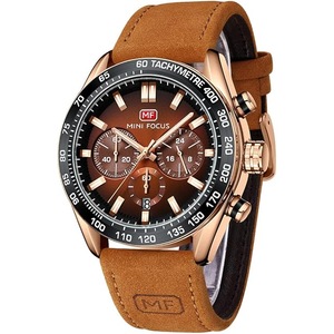 Mini Focus Men Watches Business Casual Wrist Watches (Multifunction/Waterproof/Luminous/Calendar) Genuine Leather Band Fashion Watch for Men