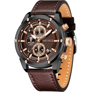 Mini Focus Men Watches Business Casual Wrist Watches (Multifunction/Waterproof/Luminous/Calendar) Genuine Leather Band Fashion Watch for Men