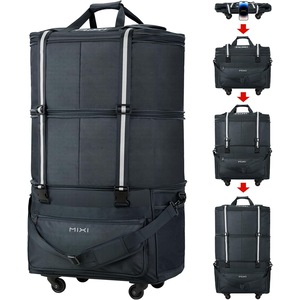 mixi Travel Bag with Wheels Expandable Foldable Luggage Bag Collapsible Rolling Travel Bag Duffel Bag with Handle Large Capacity Suitcase, Grey 11.81 inches x 19.68 inches x 4.72 inches, Expandable