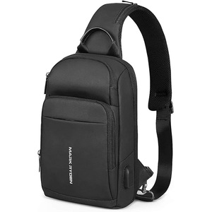 Multi-Pocket Crossbody, Men's Anti-Theft Chest Pocket, Sling Backpack, Shoulder Bag, Waterproof, Lightweight, Casual Daypack for 9.7 Inch iPad, black, S