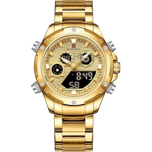 NAVIFORCE Analog-Digital Watch for Men Quartz Watches Multifunctional Business Full Stainless Steel Wristwatches