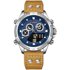 NAVIFORCE Men Analog Digital Sports Leather Strap Quartz Watch -NF9224
