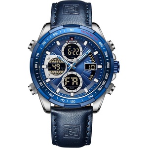 NAVIFORCE Men's Military Digital Watches Analog Quartz Waterproof Watch Sport Multifunctional Leather Wristwatch