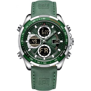 NAVIFORCE Men's Military Digital Watches Analog Quartz Waterproof Watch Sport Multifunctional Leather Wristwatch