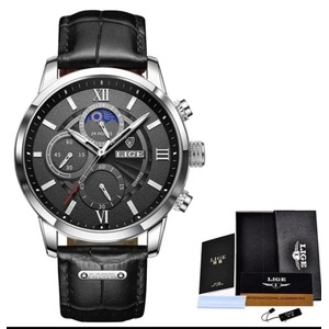 New Fashion Mens Watches LIGE Top Brand Luxury Leather Casual Quartz Watch Man Sport Waterproof Clock Watch Montre Homme+Box