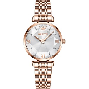 OLEVS Ladies Watches Japanese Quartz Rose Gold Crystal Stainless Steel Fashion Women Wrist Watch Waterproof Luxury Dress