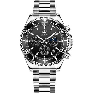 OLEVS Men's Watch, Big Face Stainless Steel Analog Quartz Dress Watch, Luxury Gold Silver Tone Date Display Waterproof Luminous Wrist Watch for Men
