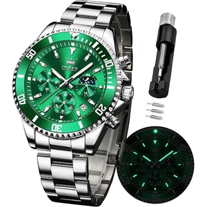 OLEVS Men's Watch Waterproof Designer Luxury Formal Luminous Date Moon Phase Stainless Steel Watch Quartz Watch Men's Gifts